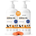 Petroyale Omega 3 Fish Oil for Dogs & Cats - Salmon Fish Oils with Omega 3 6 9 - Supports Skin, Coat, Joints & Immunity- Fish Oil for Dogs & Cats - Vet-Approved Formula - Easy Serve Pump (Pack of 2)