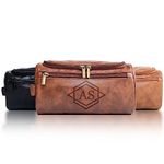 Personalized Toiletry Bag for Men, Customized PU Leather Dopp Kit, Custom Name Shaving Bag with Large Capacity for Travel, Gift for Groomsmen, Dad, Husband, Grandpa, Father's Day, Birthday - Brown