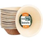 HAAGO Compostable Palm Leaf Bowls - Eco-Friendly Disposable Tableware for Picnics, Safe for Freezer & Microwave (Round 13 x 4 cm / 180 ml, 100)