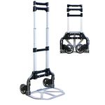 JXUFDHO Folding Hand Truck Folding Dolly, Foldable Hand Truck 180 lbs Capacity Aluminium Portable Dolly Cart Trolley Luggage Cart for Moving Home, Auto, Office,Travel Use…