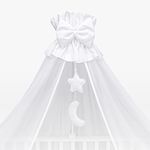 Baby Cot Bed Crown Canopy/Mosquito Net 480 cm + Floor Free Stand Holder - Broderie Anglaise (Moon White)