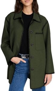Yousify Women's Coats Fall Winter Warm Mid Length Wool Pea Coat Elegant Lapel Jackets Outerwear
