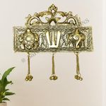 Salvus APP SOLUTIONS Antique Decor: Tirupati Door/Wall Hanging with Shankh Chakra Namah & Metal Latkan - Elegant Home, Room, and Showpiece Figurines for Religious Housewarming Celebration (Golden)