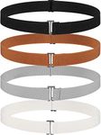 SATINIOR 4 Pack Women No Show Invisible Belt Elastic Stretch Waist Belt with Flat Buckle (Black White Grey Brown), Medium