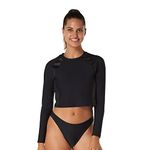 Speedo Women's Standard UV Swim Shirt Long Sleeve Rashguard - Crop Sheen Black, Large