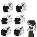 Gimars Champagne Stopper, 6pcs Stainless Steel Wine Bottle Stopper, Leak-Proof Wine Saver Corks Bottle Sealer with Food Grade Silicone, Keeps Wine Fresh