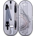 Math Geometry Kit Set 8 Pieces Student Supplies with Shatterproof Storage Box,Includes Rulers,Protractor,Compass,Pencil Lead Refills,Pencil,Eraser.for Students and Engineering Drawings