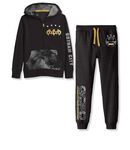 Batman Core Gotham City PD Youth Boys Zip Hoodie and Jogger Pants, Black, Large