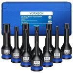 VORXEON 10Pcs 1/2" Drive Impact XZN Bit Socket Set 42CRMO 1/2" Drive Impact Triple Square Spline Bit Socket Set M5 M6 M7 M8 M9 M10 M12 M14 M16 M18 with Storage Case