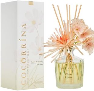 COCORRÍNA Reed DiffuserSet - Clean Linen 8.5oz Flower with 8 Sticks, Home Fragrance Reed Diffuser for Home Bedroom Office Bathroom Shelf Decor (Master Collection)