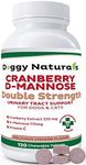 Cranberry D-Mannose for Dogs and Cats Urinary Tract Infection Support Prevents and Eliminates UTI, Bladder Infection Kidney Support, Antioxidant (Double Strength Tablet, 120 Count)