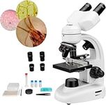 Svbony SV605 Binocular Compound Microscope, 80x-1600x Magnification Microscope with Dual LED Illumination Mechanical Stage, Biological Binocular Microscope for School Laboratory Home Education