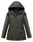 Soularge Women's Plus Size Lightweight Canvas Cotton Jacket with Hood(Army green,5X)