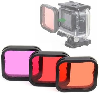 GEPULY 3 Pack Dive Filter (Red, Light Red, Magenta) for GoPro Hero 5 6 7 Black Hero(2018) Super Suit Housing - Color Correction in Scuba Diving, Snorkeling and Underwater Photos and Videos
