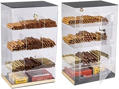 Prestige Import Group Roosevelt 250 Count Acrylic Display Cigar Humidor Case with 9 Bins & Hygrometer