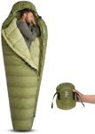 ATEPA 700FP Down Backpacking Sleeping Bag, Ultralight Lightweight, Green | RDS Down Insulation, ISO Limit 35°F, Recycled 15D Nylon Shell, Ultralight Mummy Design, Backpacking Camping Hiking