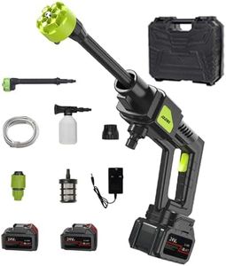 24V Cordless Pressure Washer,Portable Power Washer with Rechargeable Battery,Pressure Washer Gun,2 Batteries,12M Long Range,6-in-1 Nozzle for Car Floor Wall Fence Cleaning Garden Watering