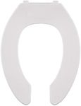 Centoco Elongated Toilet Seat, Open Front No Cover, Commercial, Stainless Steel Hinges, Plastic, Made in The USA, 550STSCC-001, White