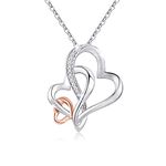 MEDWISE Three Generations Necklace for Grandma Gifts Jewelry S925 Sterling Silver Grandmother Mom Granddaughter Mothers Day Necklace Jewelry Birthday Gifts Rose Gold Tone Infinity Love Necklace,