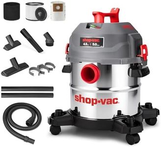 Shop-Vac 5 Gallon Ultra Quiet Shop Vacuum Wet and Dry, 4.5HP Stainless Steel Tank Wet/Dry Vacuum with Attachments, 1-7/8 In. x 7 Ft Hose, 15 Ft Cord, Ideal for Jobsite, Garage, Workshop & Home 5430542
