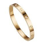 14K Gold Plated Stainless Steel Crystal Bracelet, Cuff Bangle, Wedding Gift (GOLD)