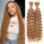 Datanala Human Braiding Hair Deep Wave Bulk Human Hair for Braiding Brazilian 100% Unprocessed Virgin Wet and Wavy Human Hair Extensions for Boho Braids Human Hair Braiding Hair (27#, 22Inch)