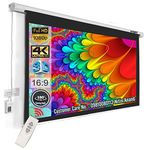 Inlight® 100 inches Diagonal 7.3 Ft x 4.1 Ft, 87 Inches x 49 Inches, 16:9 Aspect Ratio, UHD-3D-4K-8K Ready Technology Motorised Projector Screen with RF Cordless Plus Wired Remote(White)