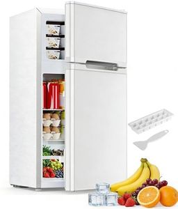 Electactic 2.5 Cu.Ft Mini Fridge with Freezer, Double-Door Compact Refrigerator, Adjustable Glass Shelves, Mechanical Thermostat & Built-in Casters, Space-Saving for Apartment/Dorm/Office, White