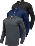 PINSPARK Long Sleeve Polo Shirts for Men Moisture Wicking Men's Golf Shirts Dry Fit Work Hiking Casual Collared Shirt