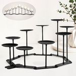 Adjustable Candelabra Candle Holder: Black Iron Candelabra Fireplace Candle Holder for Pillar Candles (9 Candles)