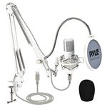 Pyle USB Condenser Microphone Streaming Kit - Professional Computer/Mac Mic Audio Cardioid Boom with Adjustable Arm Stand & Pop Filter for Podcast, Gaming, Studio, YouTube