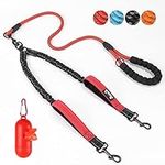 SlowTon Double Dog Lead - 360° Swivel Heavy Duty Reflective Double Dog Lead for Walking 2 Dogs No Tangle Dual Dog Splitter With Soft Handle Dog Leash for Small Medium Dogs Walking Training (8-35 lbs)