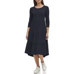 Tommy Hilfiger Women's Tiered Stripe Midi Dress, Sky Captain, Medium