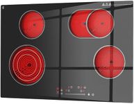 Zarbaco 30 inch Electric Cooktop 4 Burner, 7200W Built-in Stove Top Burner with Sensor Touch Control, Radiant Electric Ceramic Cooktop with Safety Lock, 9 Level Power, 99 Min Timer - Hard Wire