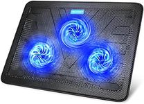 TECKNET Cooling Pad 12"-17" Laptop Cooler with 3 Ultra Quiet Fans at 1200RPM, Ergonomic Comfort Notebook Cooling Pad with 2 USB Ports, Light-weight Gaming Laptop Cooling Stand