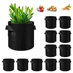 WHATWEARS 12-Pack 10 Gallon Plant Grow Bags, Thickened Nonwoven Fabric Pots with Handles, Vegetable Planter Bags Containers, Cloth Planters for Garden