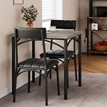 Amyove Kitchen Dining Set for 2, Table and 2 Chairs, Rustic Gray