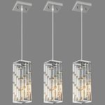 FDPBY Chrome Pendant Lighting Modern Pendant Light, Mini Crystal Chandeliers,Adjustable Pendant Light Fixture for Kitchen Island Dinning Room Bedroom (3 Pack)