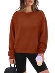 WIHOLL Sweatshirt for Women Crewneck Cropped Fall Sweaters Long Sleeve Work Tops Cute Vintage Caramel S