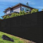 TANG Privacy Fence Screen Black 6' x 50' for Patio Garden Heavy Duty Residential Windscreen Fence Privacy Blockage for Backyard School Commercial Netting Fence Permeable 3 Years Warranty