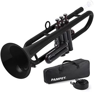 PAMPET Professional Plastic Bb Trumpet Standard Trumpet Set for Student Beginner With 7C Mouthpiece and 3C Mouthpiece, Bb Trumpet Instrument, Black,