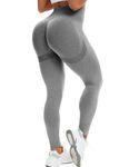 INSTINNCT Womens Yoga Pants Seamless High Waist Butt Push up Tummy Control Gym Sport Workout Leggings (Gray,S)