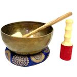 WIGANO 8.5"Handmade Natural Healing Sound Singing Bowl For Stress Relief Meditation with Striker Stick & Cushion