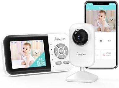 Simyke Moniteur vidéo pour bébé, caméra WiFi pour bébé, affichage de 2,8″ et contrôle d'application, portée de 1000 pieds, conversation à 2 voies, vision nocturne automatique, alerte