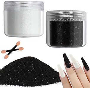 Allstarry 2 Colors Nail Glitter Powder White Black Dust Sand Powder Shining Sugar Effect Glitter Candy Coat Cosmetic Festival Powder DIY Nail Art Decoration Crafts for Manicure