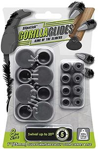 GorillaGlides CB213 Chair Swivel Sliders/Floor Protector Glides (Set of 8 Swiveling Glide Feet) Screw-On Sliders for Angled/Slanted Furniture Legs, 1 Inch Round