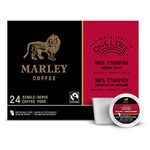 Marley Coffee Single Serve K-Cup Compatible Capsules, One Love 100% Ethiopian, Medium Roast, 24 Count