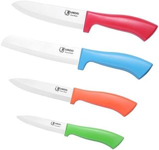 UMOGI Ceramic Kitchen Knife Set with Covers in Gift Box, Healthy Stain Resistant & Non-Rust, Dishwasher Safe - Colorful Knife Set Include Chef, Serrated Bread, Utility & Paring Knife