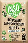 InsoGreen Eco Laundry Detergent Sheets - 80 Loads Laundry Sheets Detergent - 40 No Plastic Jug Washer Sheets - No Mess & Space-Saving Travel Laundry Detergent