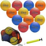 Xcello Sports Playground Ball Set with Pump and Carry Bag (12 Pack: Red, Yellow, Blue, Orange)